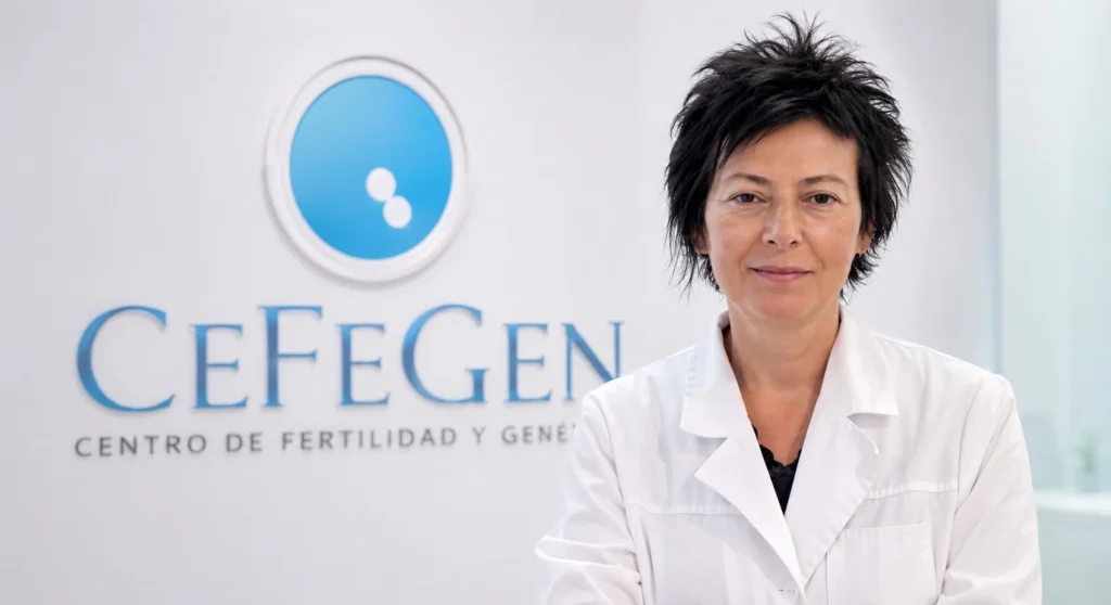 Dra. Mercedes Alemañ, directora técnica de CEFEGEN, en el laboratorio de genética y fertilidad de Madrid.