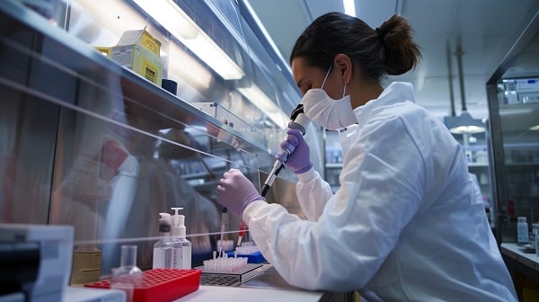 cientifica trabajando realizando analisis de pruebas de paternidad
