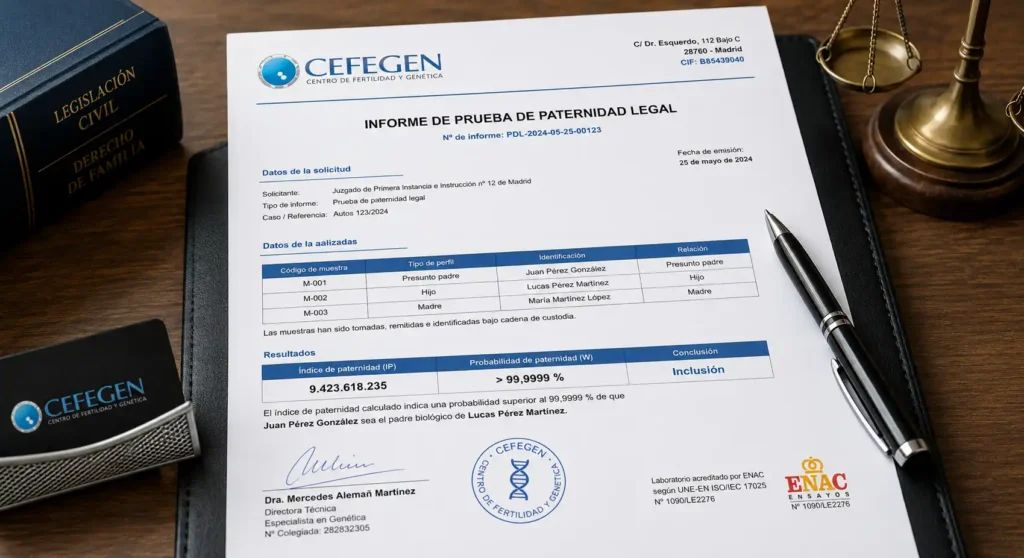 Prueba de paternidad legal en CEFEGEN